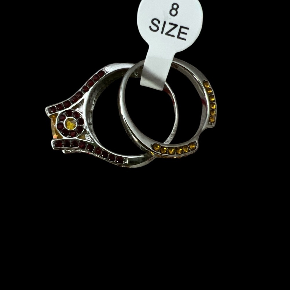 Elegant Yellow and Red Gemstone Ring - Picture 2 of 2